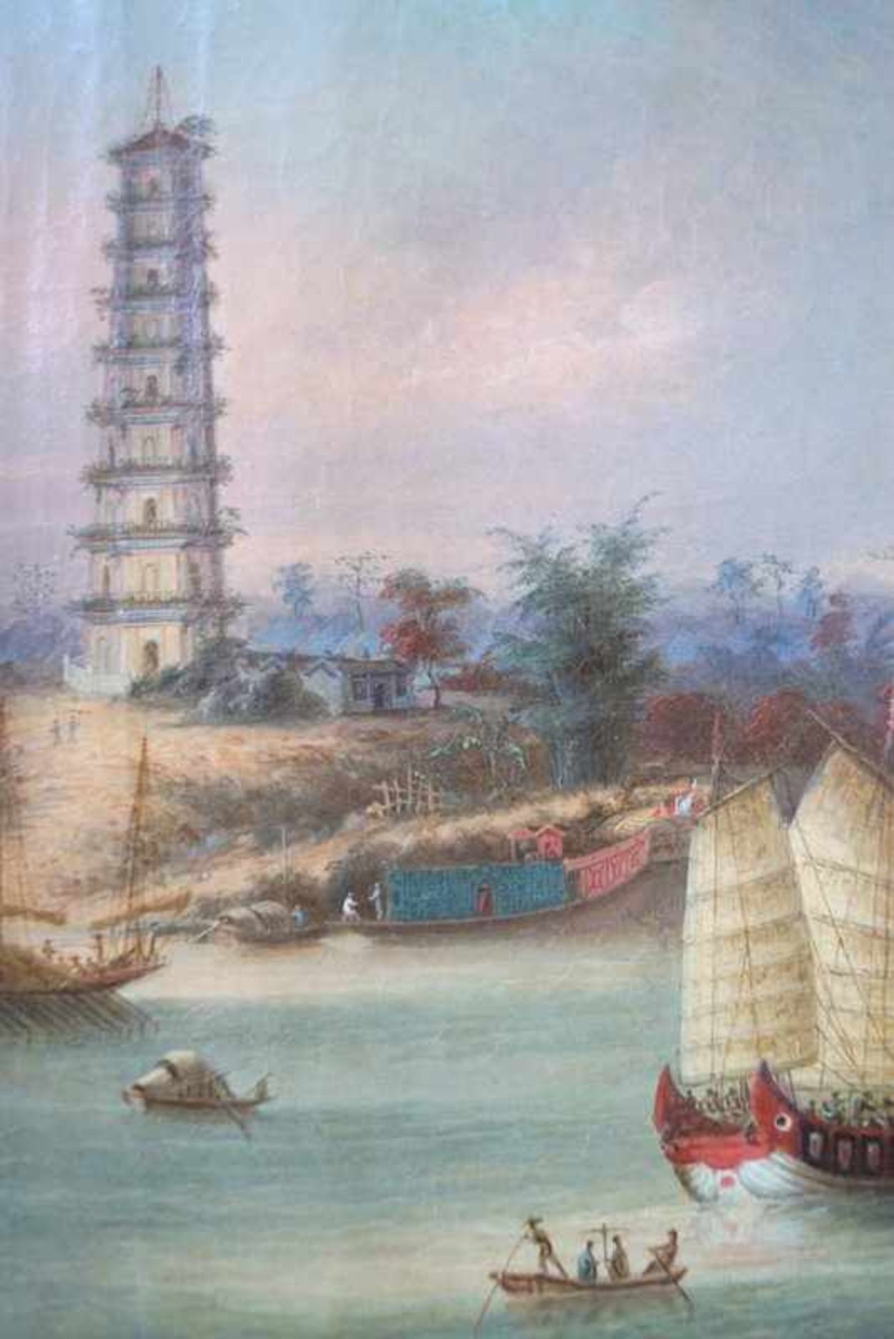 Namcheong (Hongkong active 1840-1870): Paar Chinesische Hafenansichten Whampoa und Perlflussdelta - Image 5 of 13