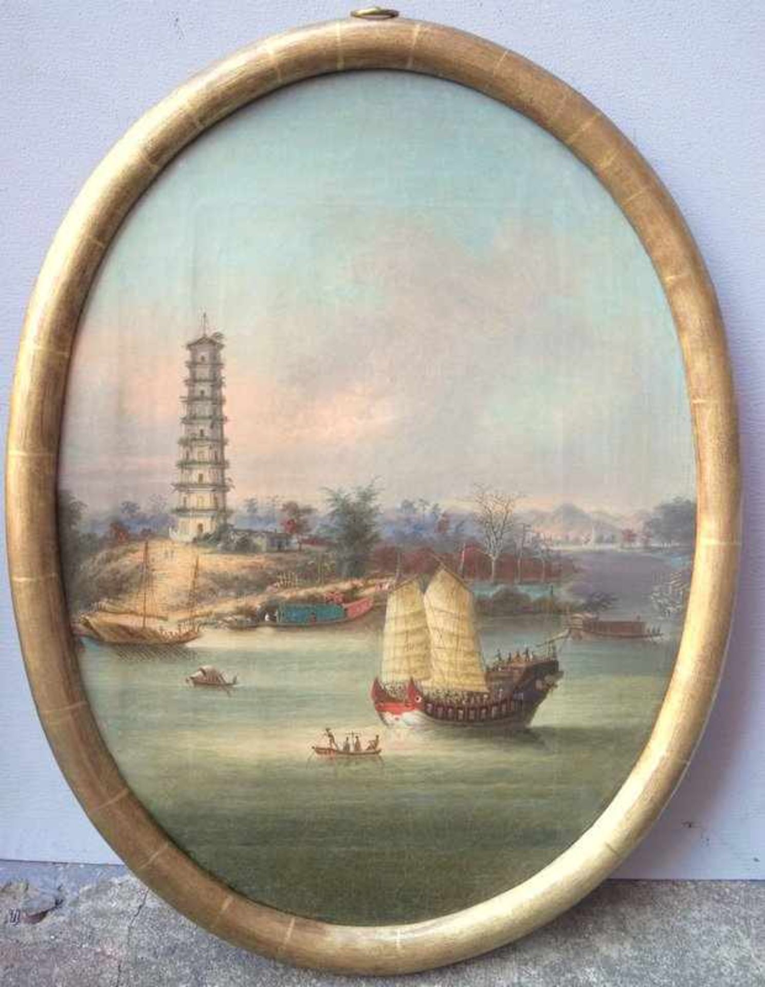 Namcheong (Hongkong active 1840-1870): Paar Chinesische Hafenansichten Whampoa und Perlflussdelta - Image 13 of 13
