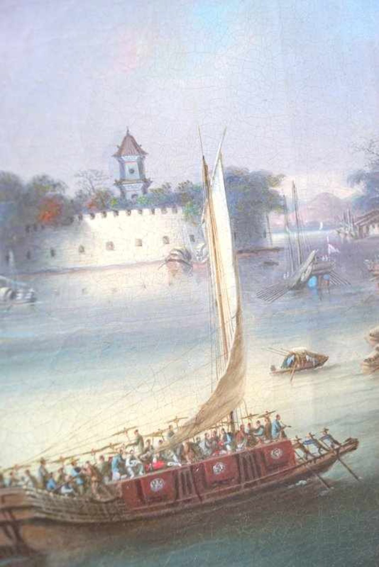 Namcheong (Hongkong active 1840-1870): Paar Chinesische Hafenansichten Whampoa und Perlflussdelta - Image 10 of 13