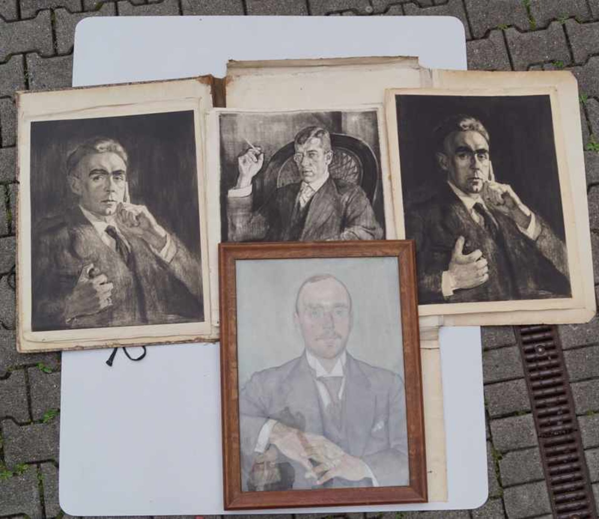 Hoffmeister, Heinz (1896 Leipzig - 1930 ebenda): Vier großformatige Porträts, Radierungen, Gemäld - Bild 4 aus 4