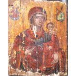 Veneto-Kretischer Meister: Große Muttergottes mit Christus 16./17. Jhd. Bez. " Mdvillis"