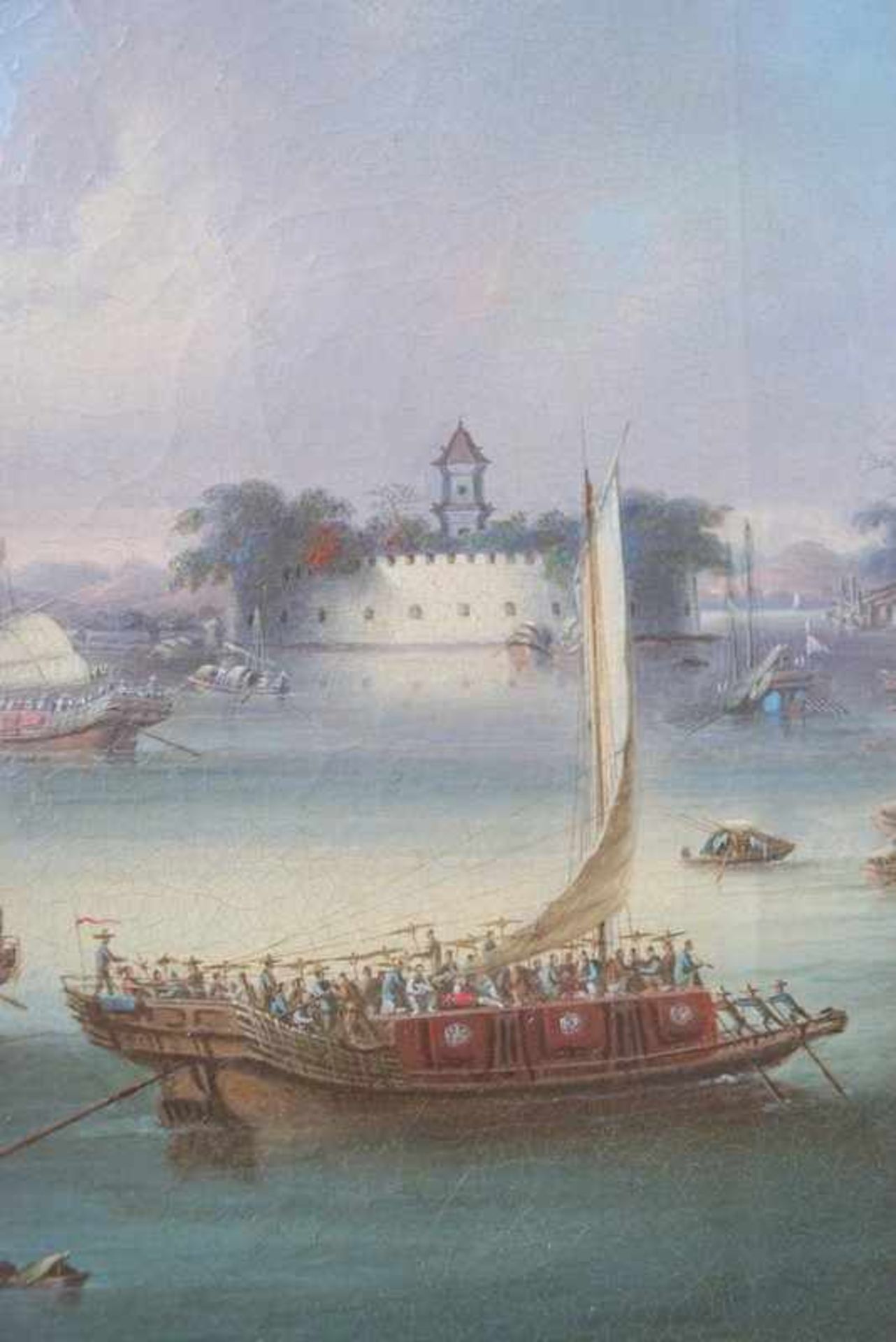 Namcheong (Hongkong active 1840-1870): Paar Chinesische Hafenansichten Whampoa und Perlflussdelta - Image 6 of 13
