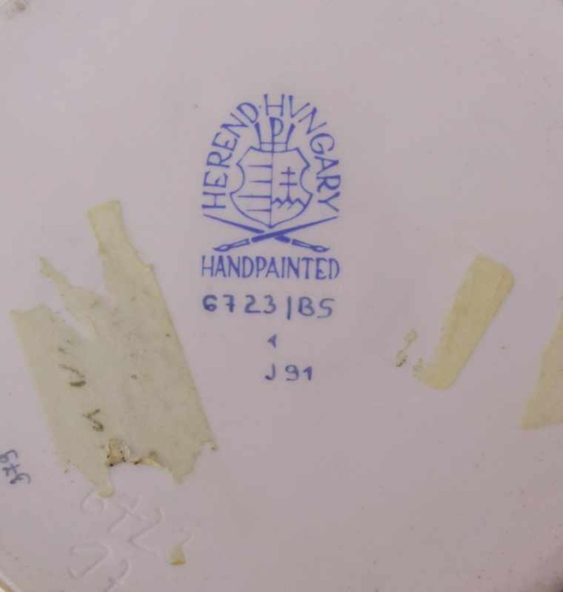 Herend, Ungarn (blaue stempelmarke auf Glasur,handpainted,verschiedene Malermarken): Deckelvase mit - Bild 2 aus 2