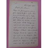 Groth, Klaus (1819 Heide - 1899 Kiel): Handschr. Brief an einen Freund, Kiel 1883