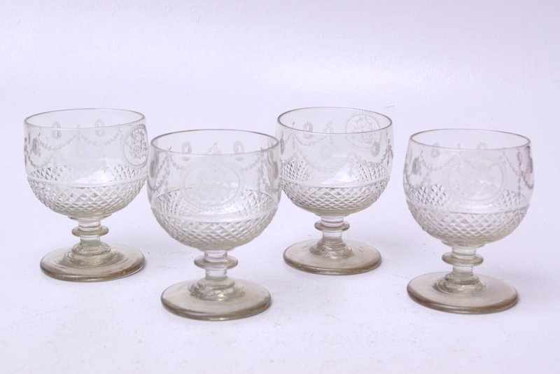 Vier Gläser für Berliner Weisse, um 1850