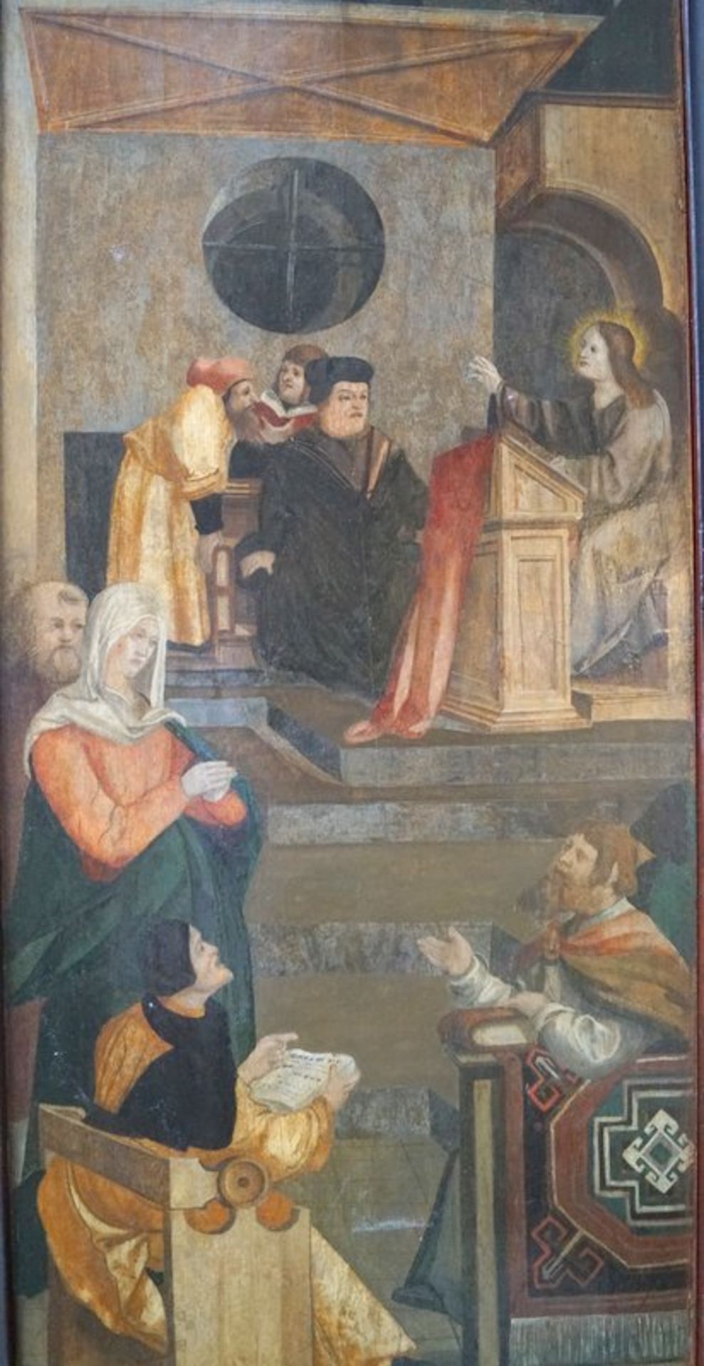Altarblatt Christus Predigt im Tempel, Norddeutsch, 16. Jhd.