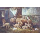 Chaigneau, Paul (1879-1938 Franzäsischer Tiermaler - auf Schafe spezialisiert): Schafsstall