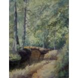 Determeyer, Carl (1897 Karlshafen/Weser - 1976 Münster): Bachlauf im Grünen, Aquarell, 1935