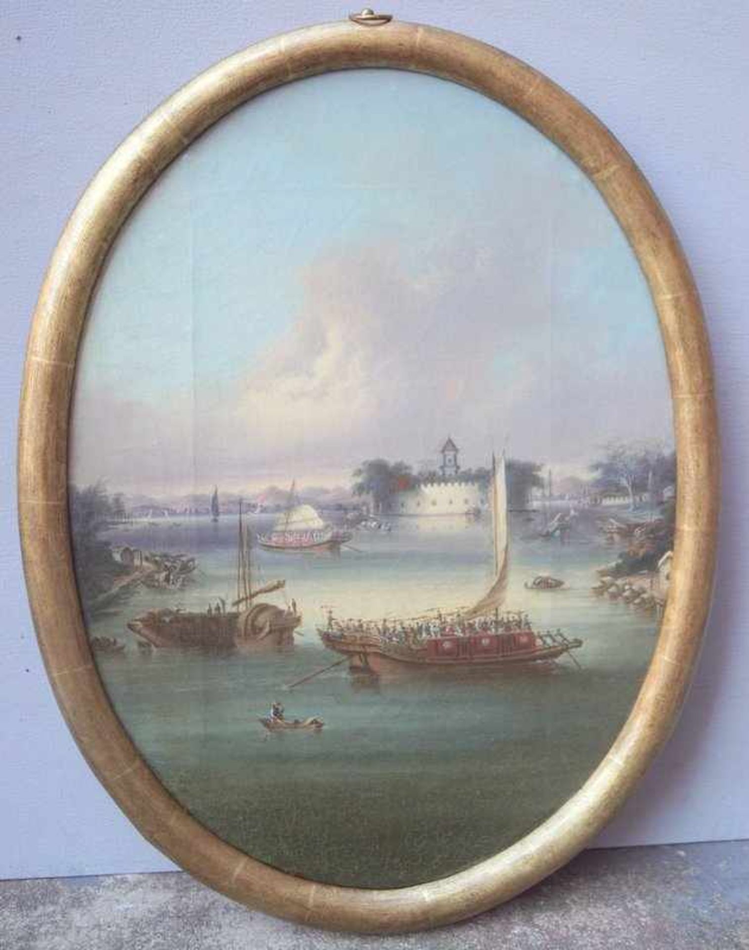 Namcheong (Hongkong active 1840-1870): Paar Chinesische Hafenansichten Whampoa und Perlflussdelta - Image 2 of 13