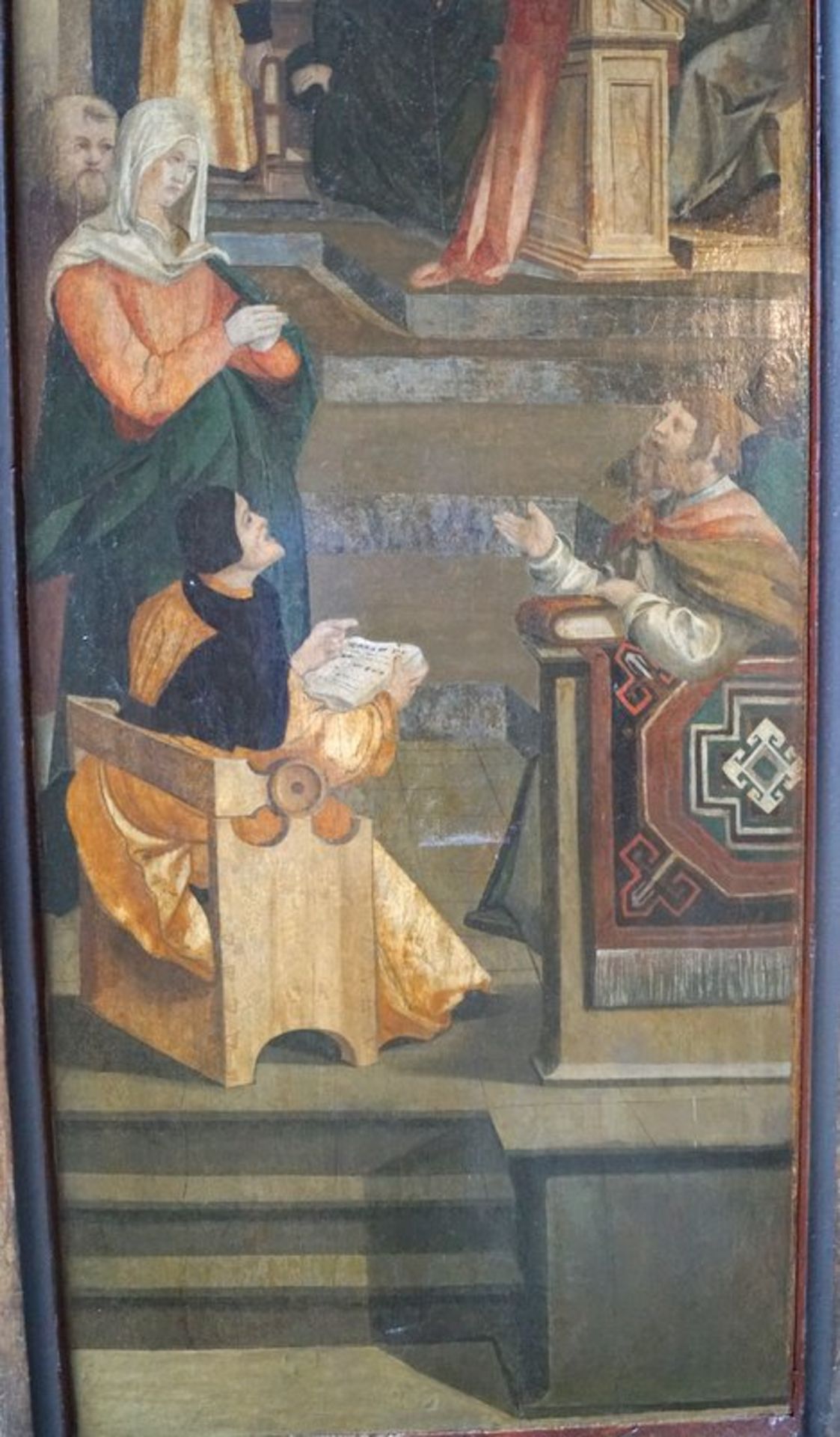 Altarblatt Christus Predigt im Tempel, Norddeutsch, 16. Jhd. - Image 7 of 7