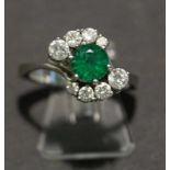 Smaragd Simili-Brillant-Ring, 750WG