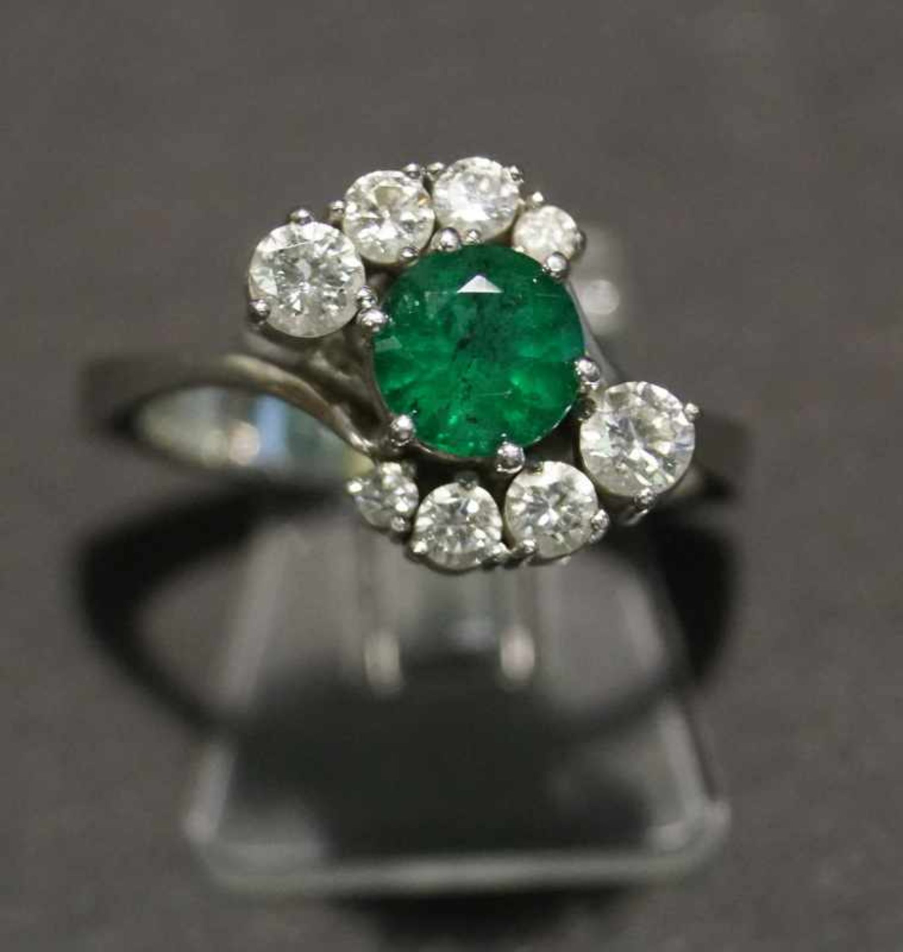 Smaragd Simili-Brillant-Ring, 750WG