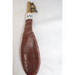 An antique leather pouch gun powder flask