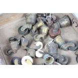 A collection of antique castors - brass and ceramic