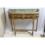 Antique gilt gesso conservatory planter on legs, 90cm (ht) x 84 x 32cm