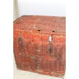 A former GPO basket in red wicker - big enough to hide in and full of character. Leather straps to