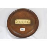 Round mahogany stilton cheese board with plaque