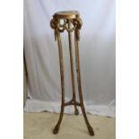 Antique Rococo style tall tripod plantholder, gilt gesso decoration with ram's head and swag design,