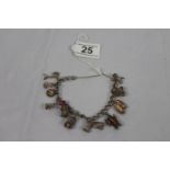 Silver charm bracelet 37.2g