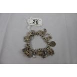 Heavy silver charm bracelet 57.3g