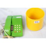 Retro BT Viscount jade green dial pad telephone, in working order; retro yellow plastic