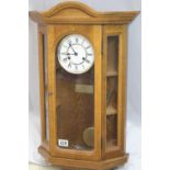 Modern chiming German Hermle wall clock, brass plaque with dedication inside case, in excellent