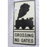Cast iron 'Crossing No Gates' sign