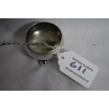 Victorian Sterling silver three-legged mustard pot and spoon, base marked, Martin Hall & Co,