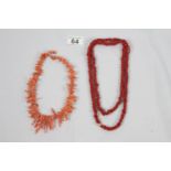 A pair of coral necklaces