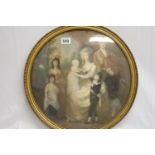 Antique family portrait in circular frame