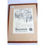 Barney's Tobacco advertising picture, mounted and framed, 40 x 32cm