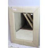 Three cream rectangular leatherette framed mirrors. Very 1990s Dimensions 80cm x 105cm