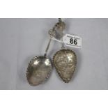 Pair of silver Continental spoons