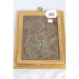 Indian/S. Asian engraved copper picture in frame