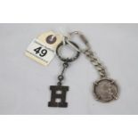 Pair of silver key rings, 52g