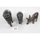 Trio of wooden carved elephants