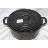 A French cast iron casserole dish made by Pied-Selle, 22cm diameter
