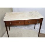 Antique marble-topped side table with 2 drawers