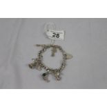 Silver charm bracelet 36.6g