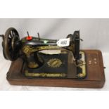 A vintage Singer hand sewing machine