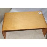 Modern beech coffee table, Scandi style with slatted sides. 37cm H x 88cm L x 50cm W