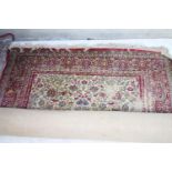 Fringed Indian wool rug, red/ cream/ blue/green, measures 200 x 140cm. Stamped Kandahar LDP, in good