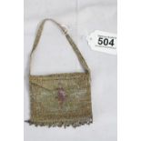 Small metallic beaded and fringed purse bag, 1920s