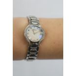 A Swizz quartz mechanism Ebel watch with Mother Of Pearl inset diamonds. Water resistant and a