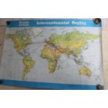 Two vintage posters: British Airways Intercontinental routes, 1974, measures 49 x 70cm; 'Angers, Vol