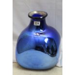 Large modern blue glass vase, 35 (ht) x 30 cm