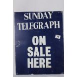 Vintage metal sign 'Sunday Telegraph on sale here'