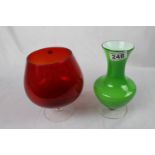 A pair of coloured vases