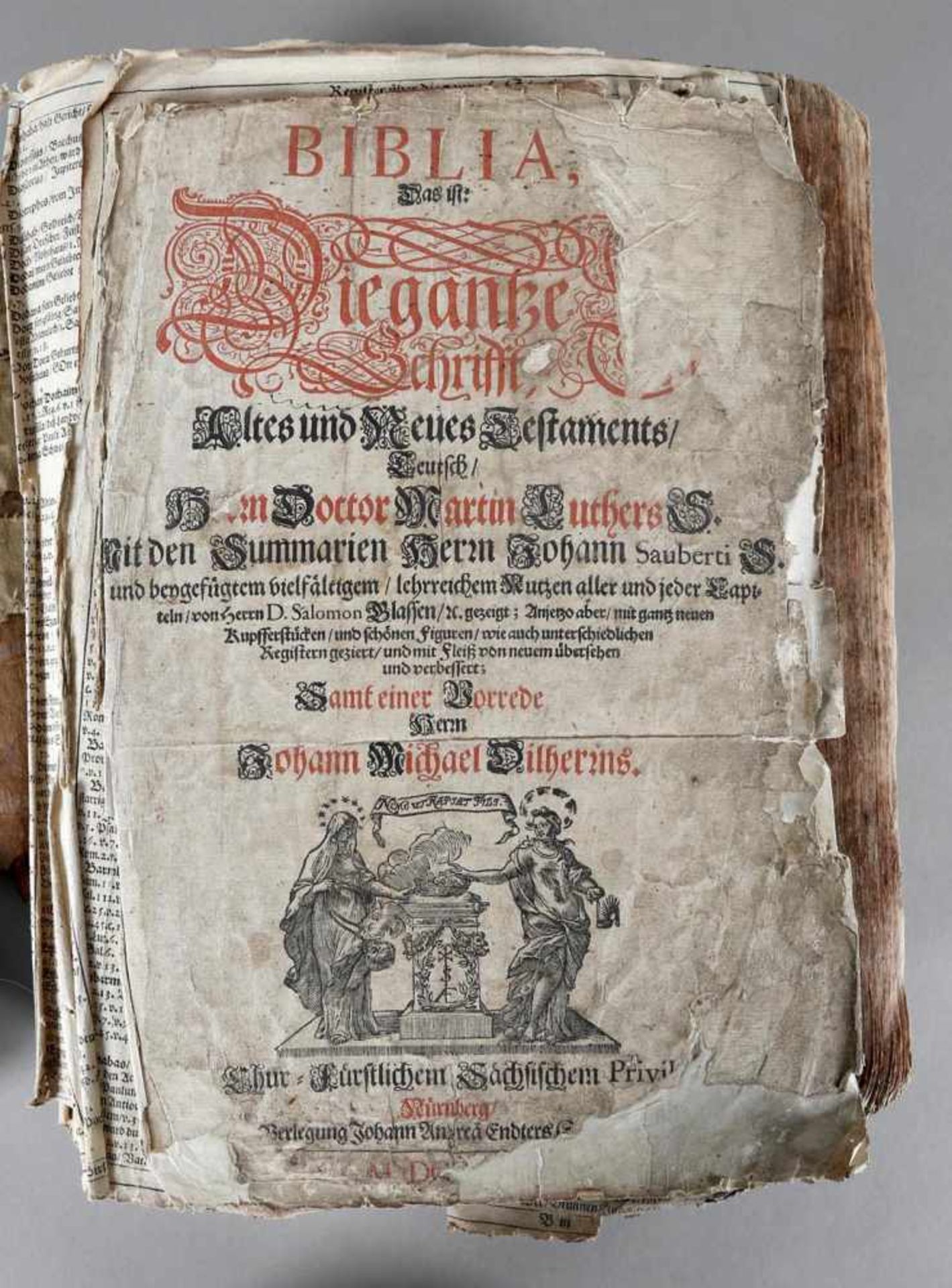 Alte Luther Bibel, Endler Nürnberg, 18. Jh., schlechter Zustand<