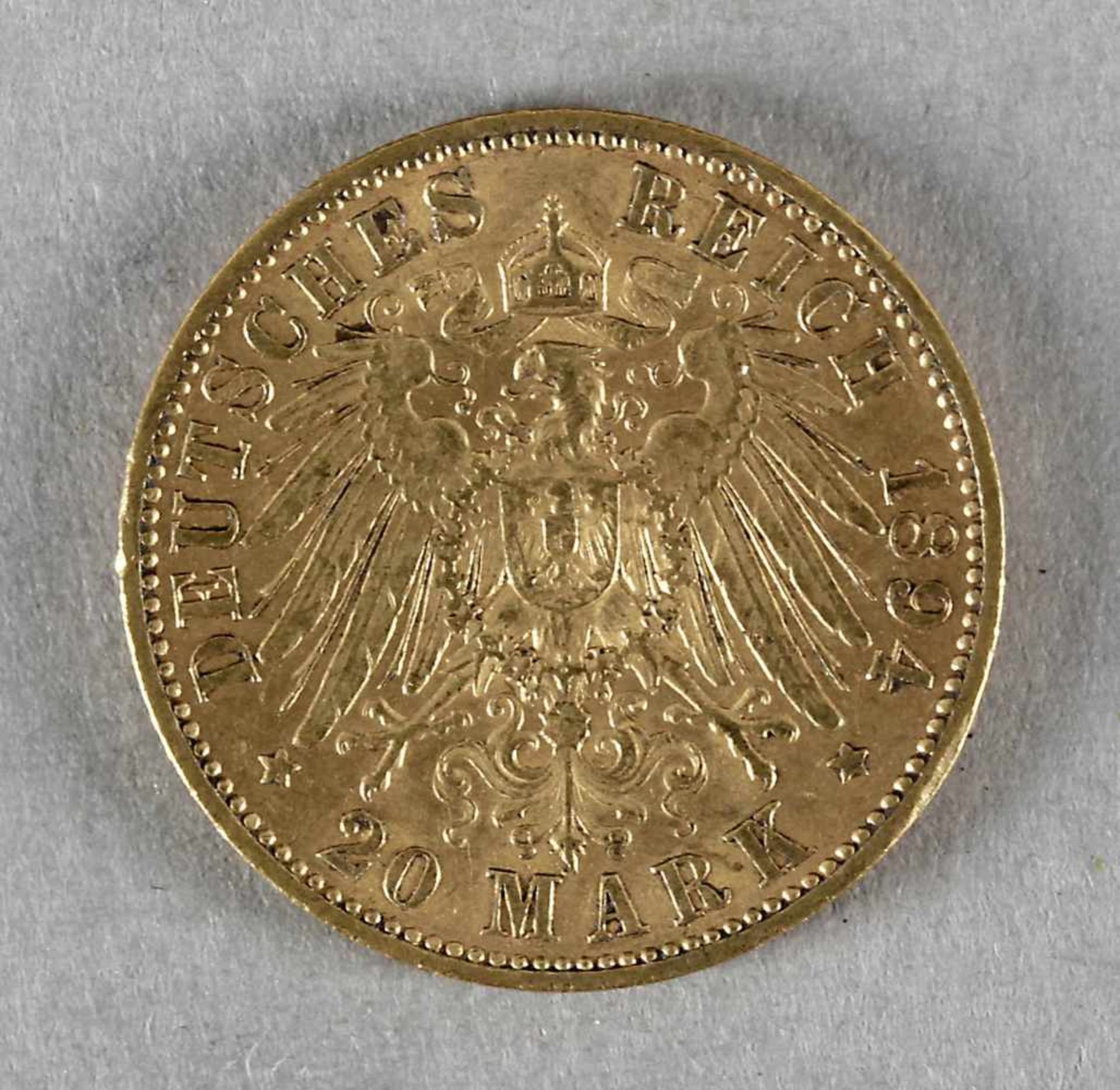 Goldmünze, 20 Mark, Albert von Sachsen, 1894 E - Bild 2 aus 2